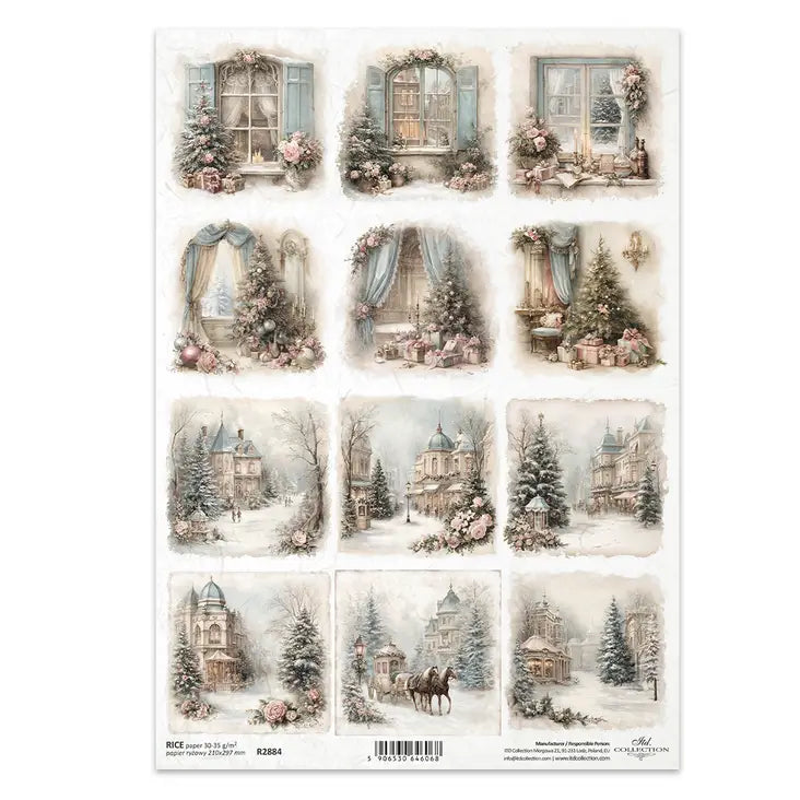 ITD Collection Winter Rose Decoupage Rice Paper – A4 Craft Sheet (R2884)