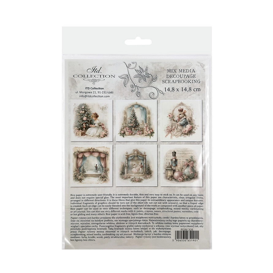 ITD Collection Winter Rose Nutcracker Decoupage Rice Paper Set – 6 Designs (RSM308)