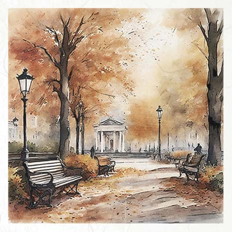 ITD Collection Park Scene Decoupage Rice Paper Set – 6 Designs (RSM101)