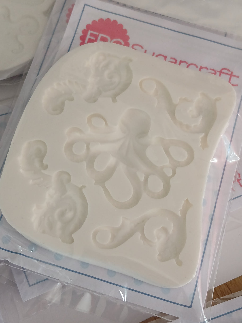 Octopus & Scrolls Silicone Mold — Sea Creature & Ornate Scrolls by FPC Sugarcraft