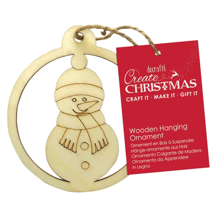 Wooden Hanging Decoration - Ornament, Snowman.