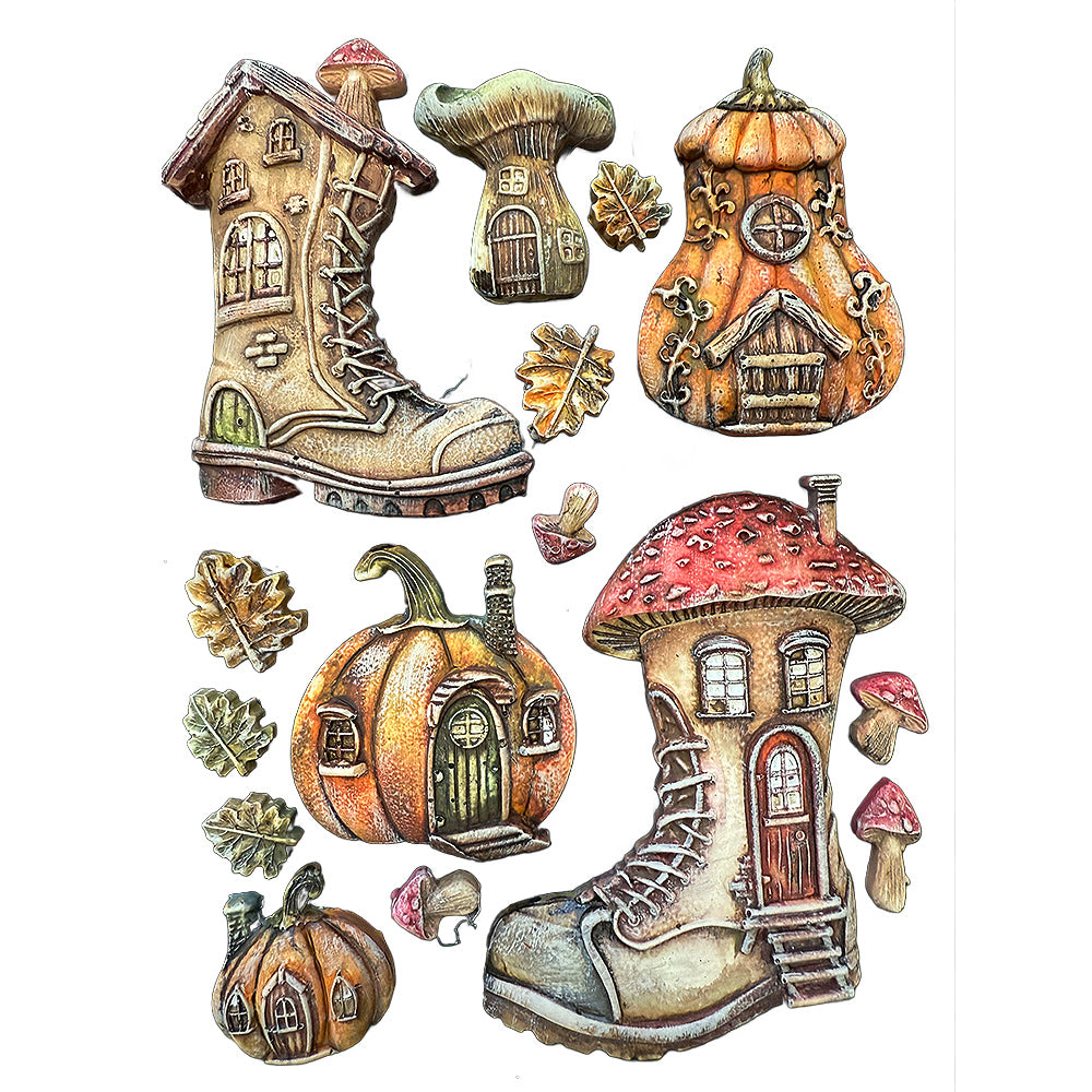 Stamperia Whispering Woods — Boots & Pumpkin House A5 Silicon Mould | Whimsical Woodland Homes