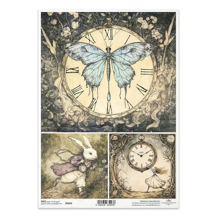 ITD Collection Alice's Magic Butterfly Decoupage Rice Paper – A4 Craft Sheet (R2645)
