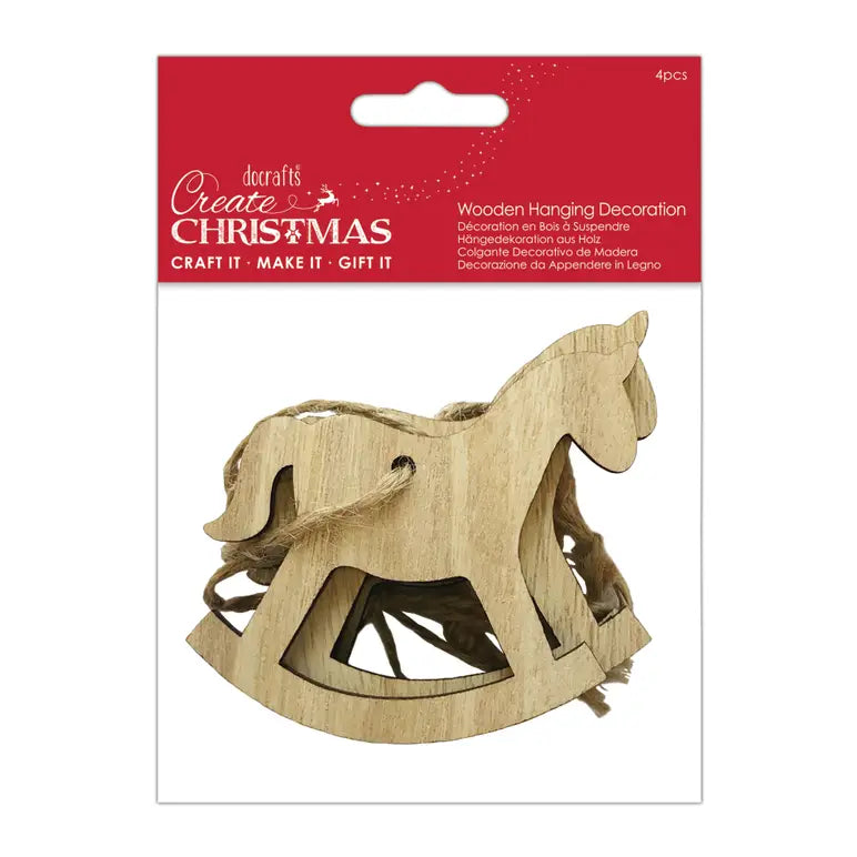 Wooden Decorations, (4pcs) Rocking Horse.