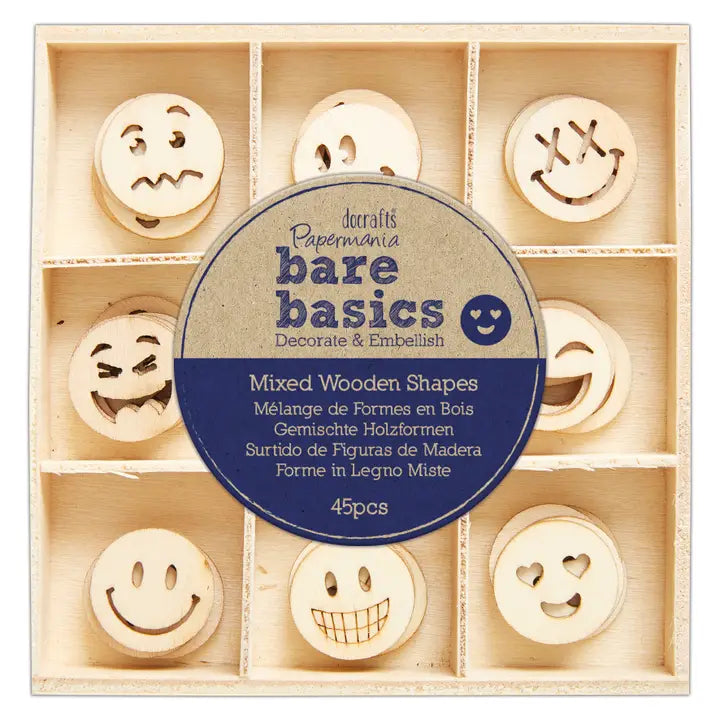 Wooden shapes (45pcs) Smiley Faces