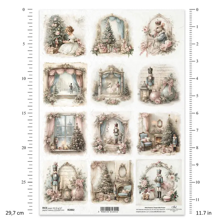 ITD Collection Winter Rose Decoupage Rice Paper – A4 Craft Sheet (R2882)