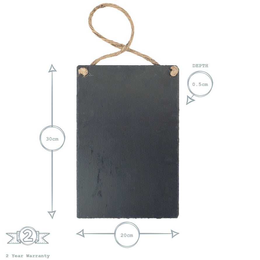 Rectangular Natural Slate Memo Board — 25 × 10cm