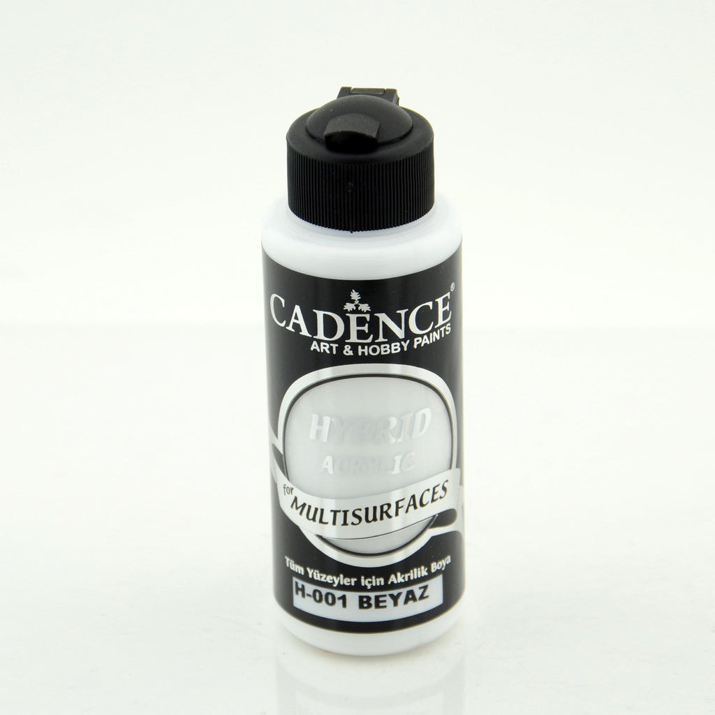 Cadence Hybrid Acrylic Paint — Pure White (120ml) — Multi‑Surface Semi‑Matte Craft Paint