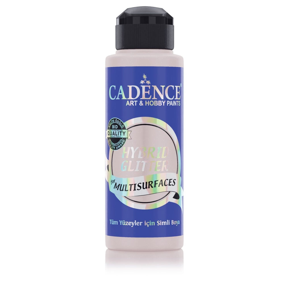Cadence Hybrid Glitter Paint — Antique White + Silver Glitter (120ml) — Elegant Sparkling Multi‑Surface Craft Paint