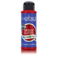 Cadence Hybrid Glitter Paint — Crimson Red + Silver Glitter (120ml) — Bold Red Multi‑Surface Craft Paint with Sparkling Silver Flecks