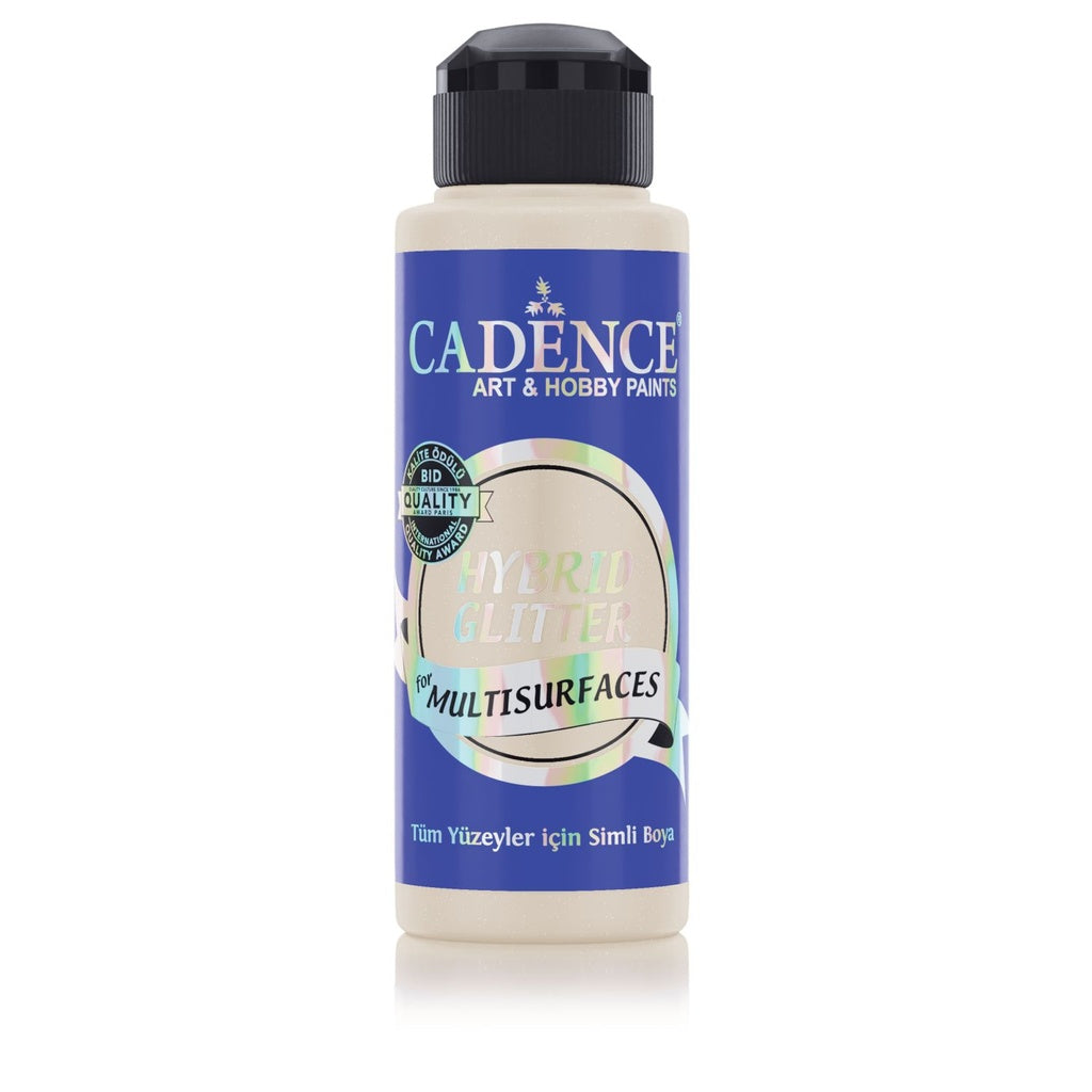 Cadence Hybrid Glitter Paint — Champagne + Gold Glitter (120ml) — Luxe Warm Sparkle — Multi‑Surface Semi‑Matte Craft Paint
