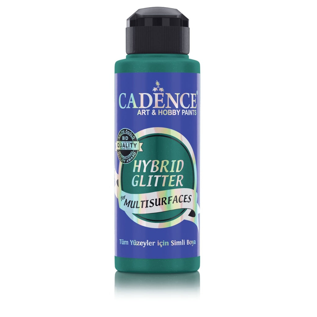 Cadence Hybrid Glitter Paint — Palm Royal + Gold Glitter (120ml) — Luxurious Emerald Teal Multi‑Surface Craft Paint with Radiant Gold Sparkle