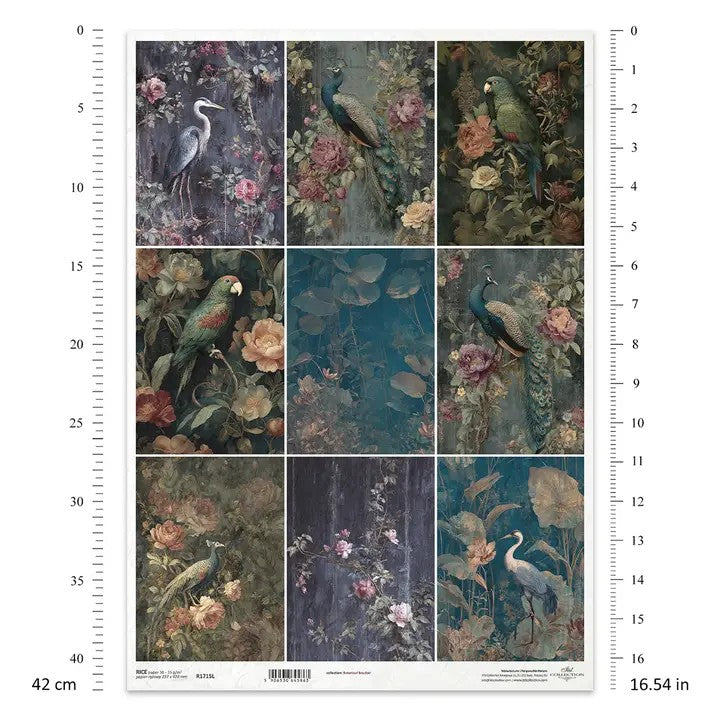 ITD Collection — A3 Rice Paper For Decoupage R1715L — Botanical Boudoir