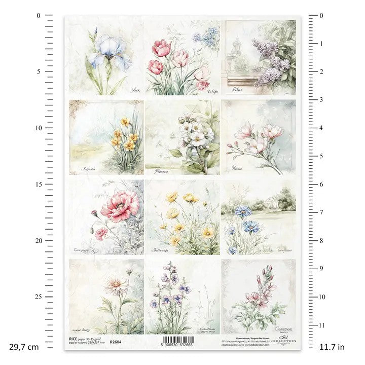 ITD Collection — Rice Paper For Decoupage R2604 — Floral Shabby Chic