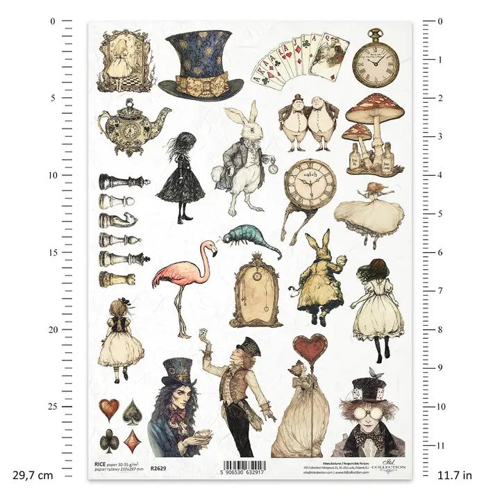 ✨ ITD Collection Rice Paper For Decoupage R2629 – Alice's Magic – Elements