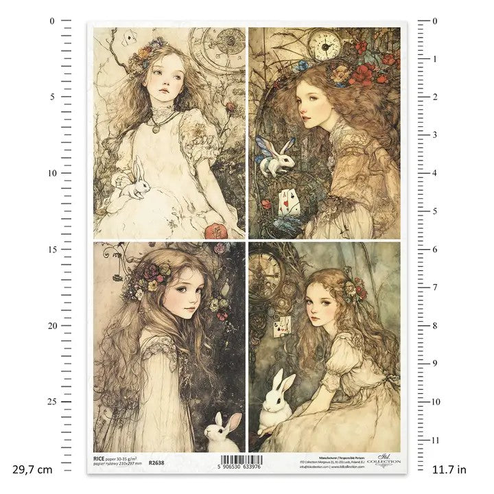 ITD Collection — Rice Paper For Decoupage R2638 — Alice's Magic — Rabbits