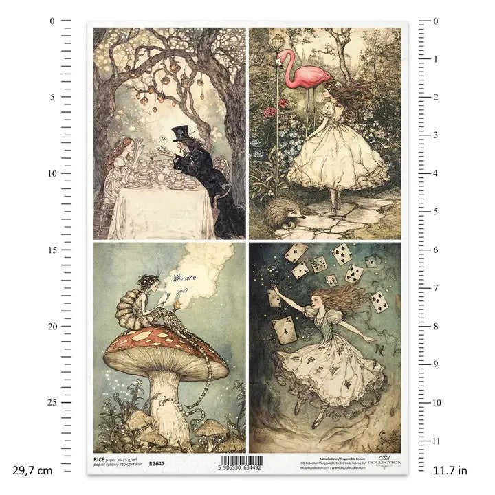 ✨ ITD Collection — Rice Paper For Decoupage R2647 – Alice's Magic Hatter Cards ✨