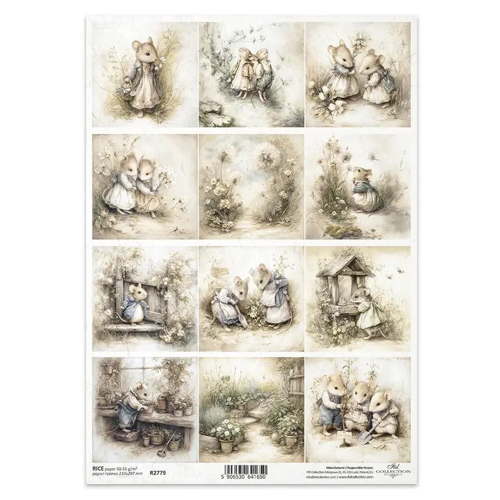✨ ITD Collection Rice Paper For Decoupage R2779 – Mouse World – Spring Days