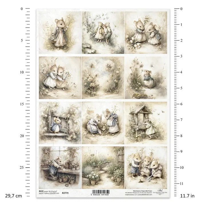 ✨ ITD Collection Rice Paper For Decoupage R2779 – Mouse World – Spring Days