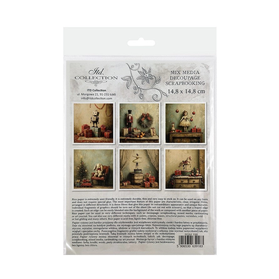 ITD Collection 'Retro Toys' Mini Rice Paper Set — 6 Sheets 15x15cm / 5.8x5.8" — RSM198