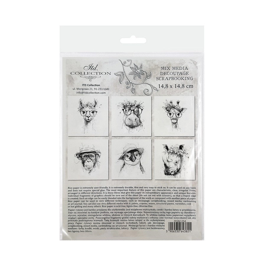 ITD Collection 'Crazy Animals' Mini Rice Paper Set — RSM254