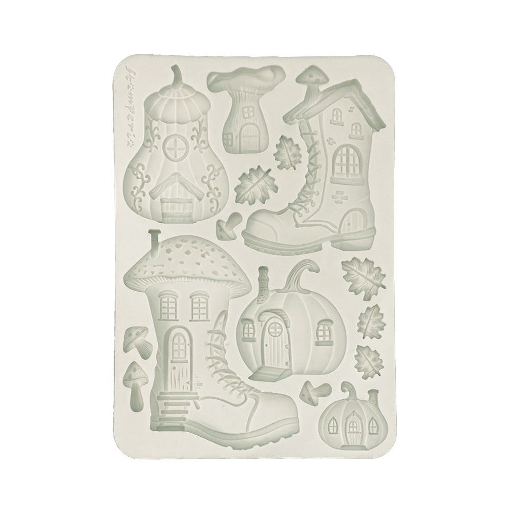 Stamperia Whispering Woods — Boots & Pumpkin House A5 Silicon Mould | Whimsical Woodland Homes