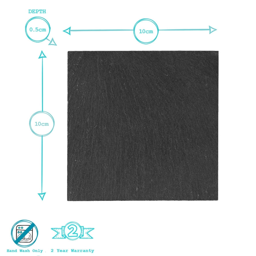 Argon tableware Linea square slate coaster 10cm