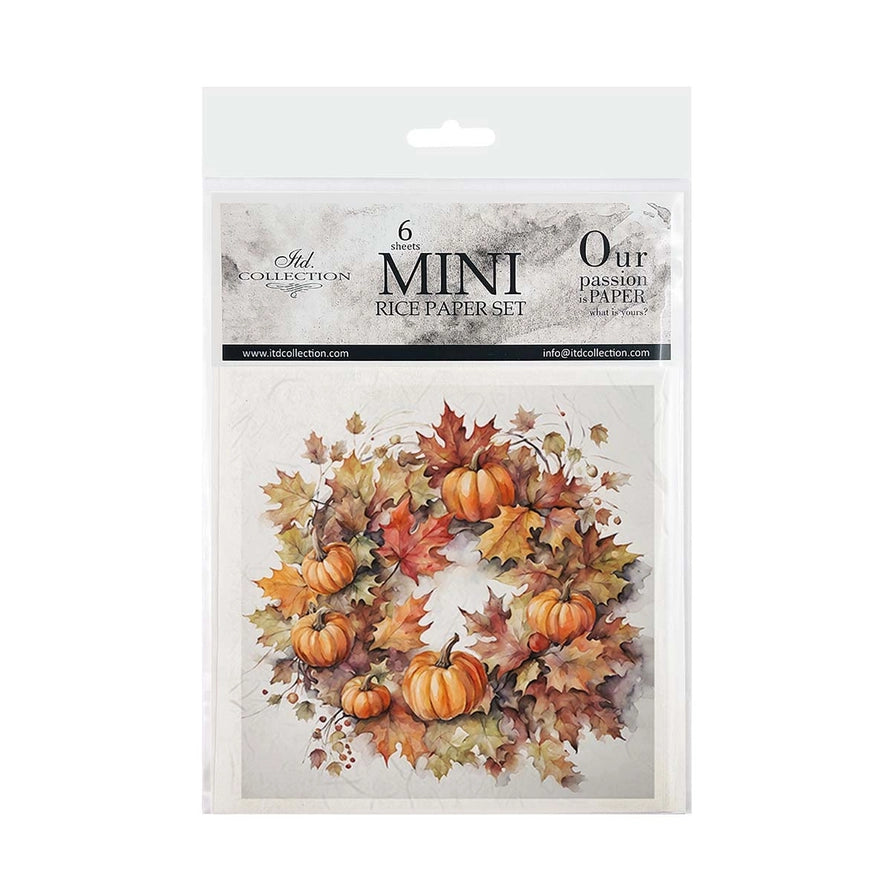 ITD Collection Autumn Wreaths Decoupage Rice Paper Set – 6 Designs (RSM152)