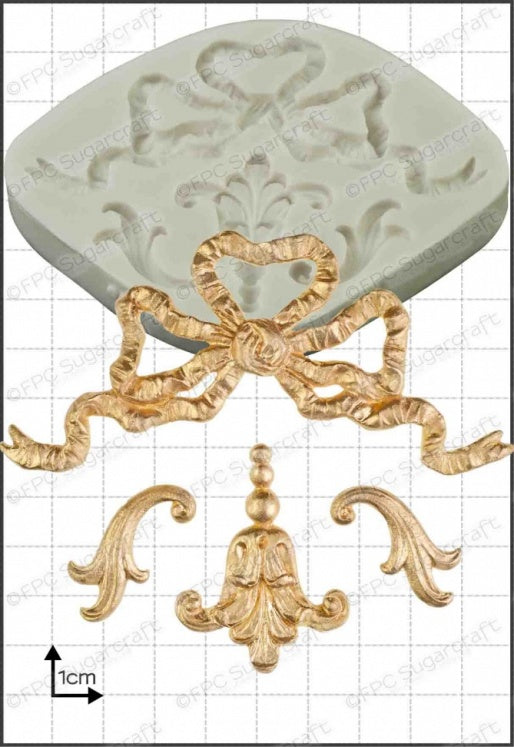 Baroque Ribbon Silicone Mould — Ornate Elegant Ribbon Design by FPC Sugarcraft