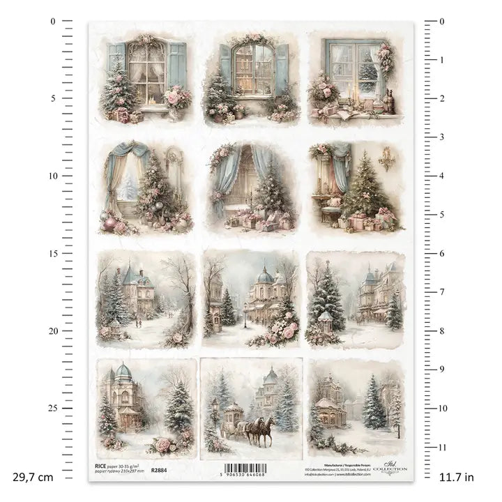 ITD Collection Winter Rose Decoupage Rice Paper – A4 Craft Sheet (R2884)