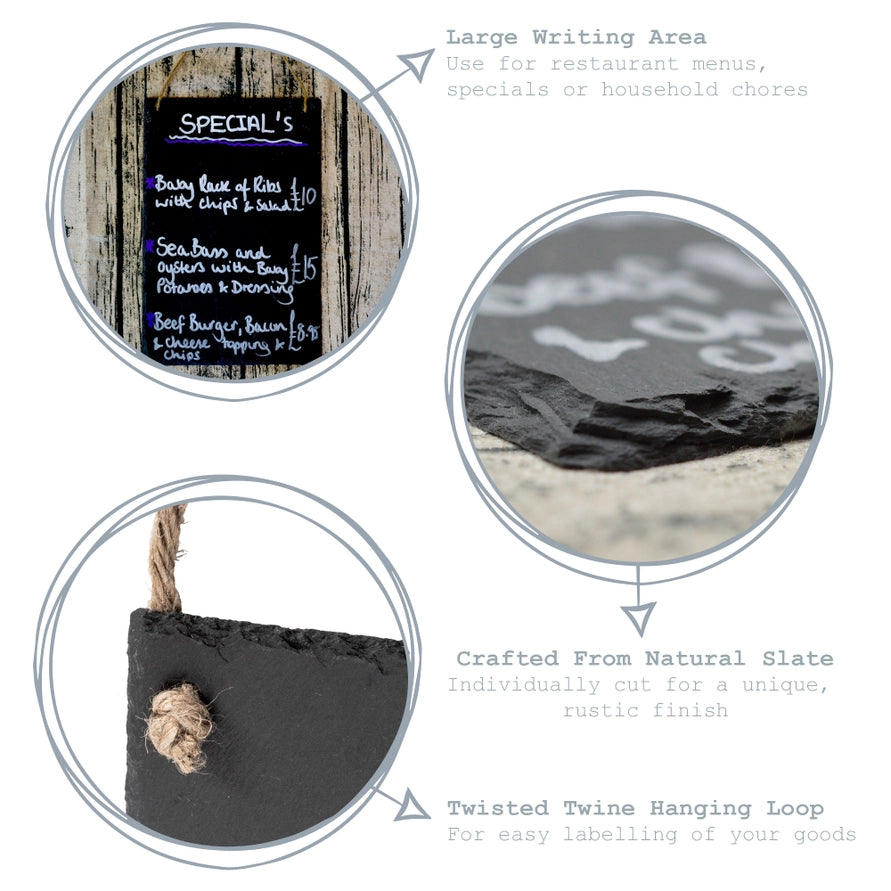Rectangular Natural Slate Memo Board — 25 × 10cm