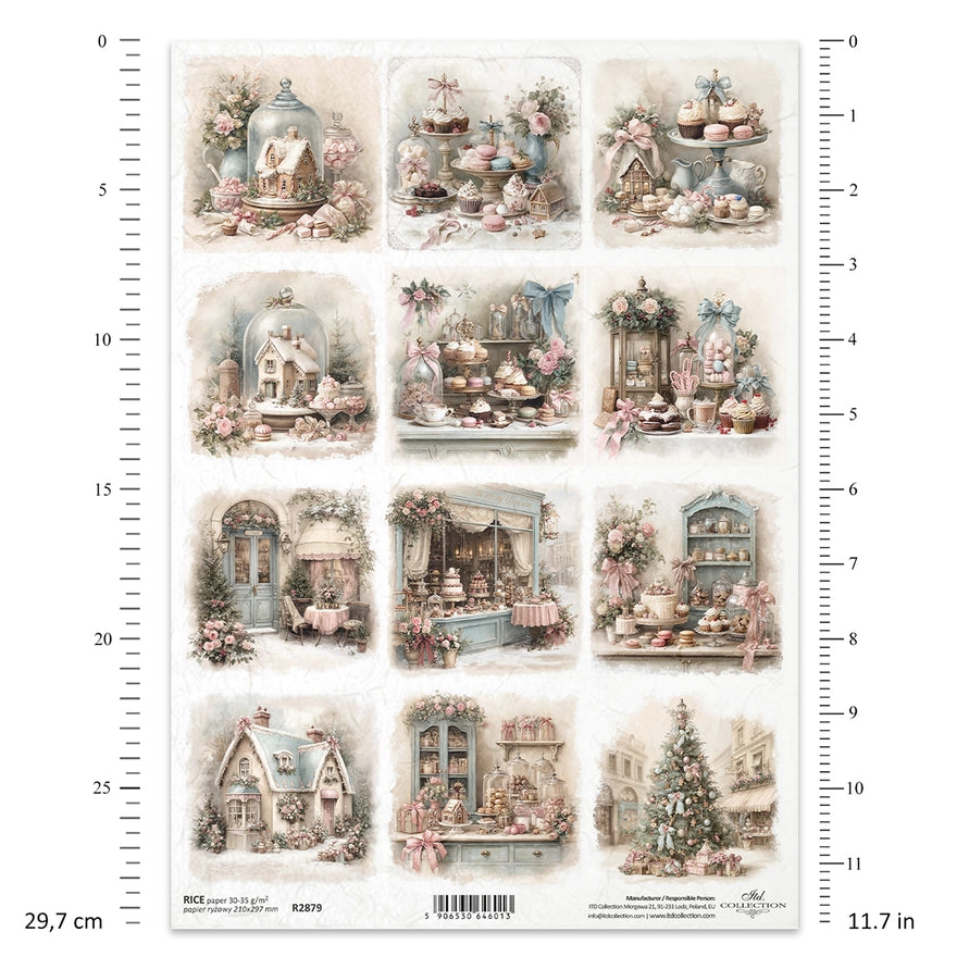 ITD Collection Winter Rose Decoupage Rice Paper – A4 Craft Sheet (R2879)