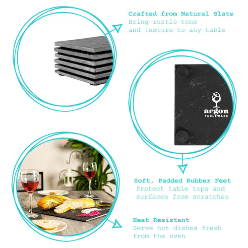 Argon tableware Linea square slate coaster 10cm