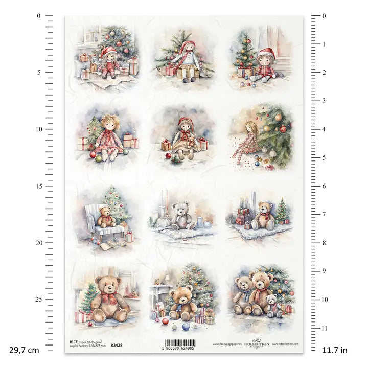 ITD Collection Christmas Wishes Decoupage Rice Paper – A4 Craft Sheet (R2428)