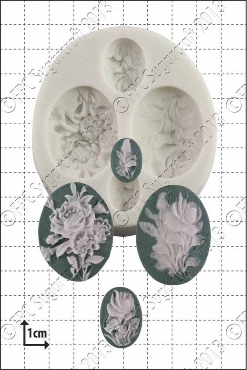 Flower Cameos Silicone Mould — Elegant Floral Portrait Cameos by FPC Sugarcraft